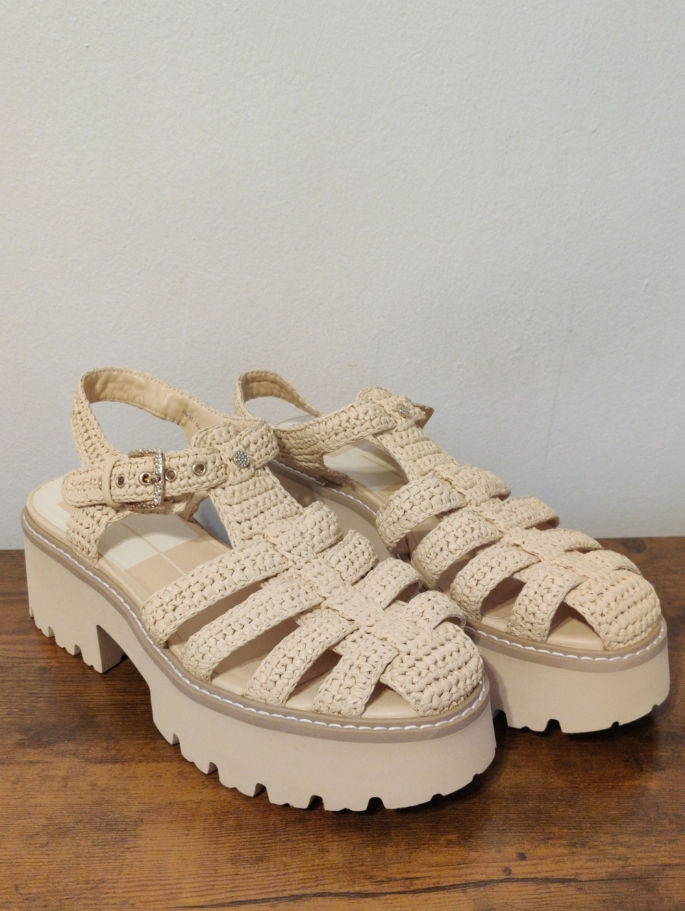 Dolce Vita Cream Woven Platform Sandals